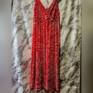 Metro 7 Red & off-white Sundress, very stretchy & lightweight, unlined, S